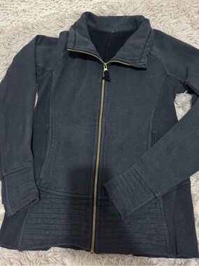 lululemon athletica Black Zip-Up Utility Jacket with Gold Hardware